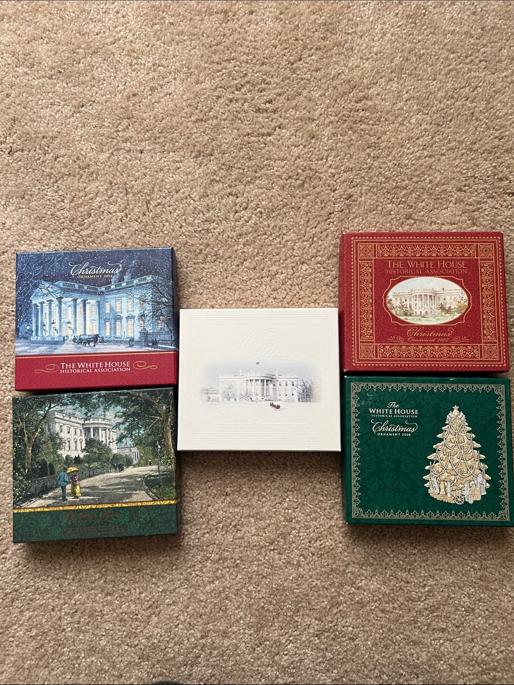The White House Historical Association Holiday Ornament Boxes - 2004-2008